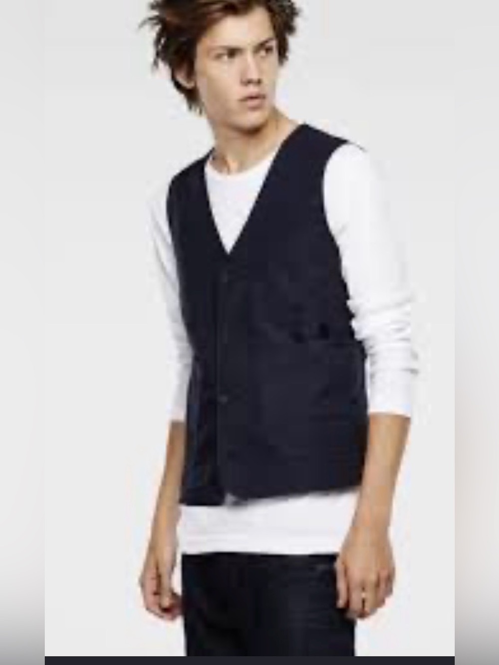 Stafford Navy Quilted Vest with V-Neck